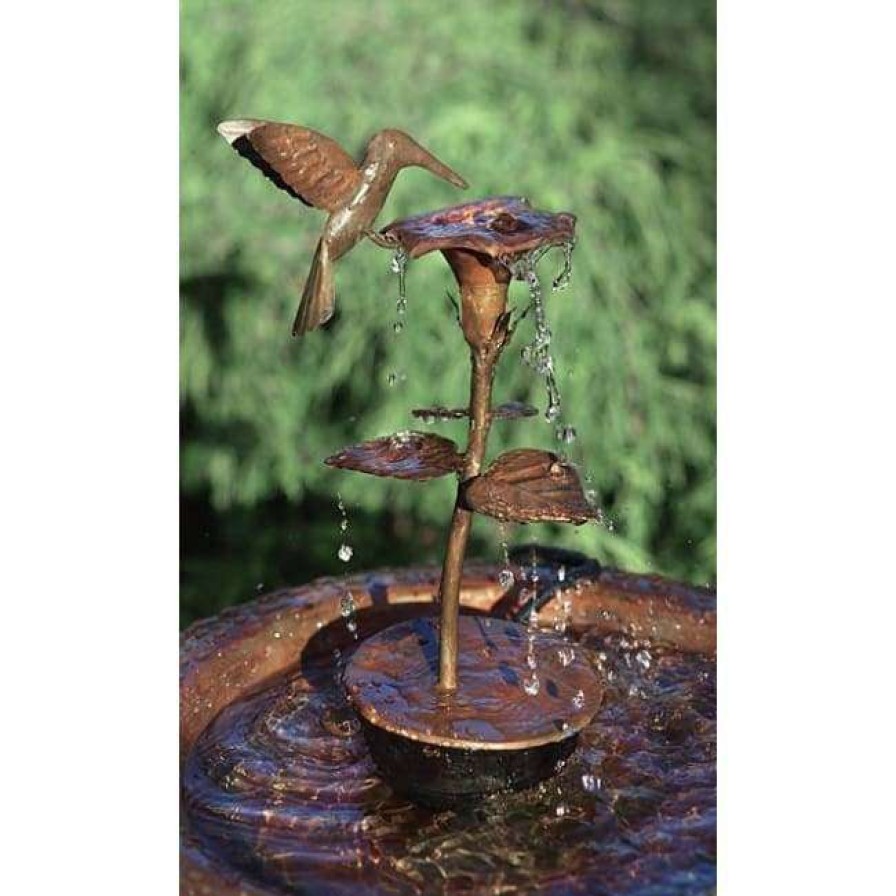 * Ancient Graffiti Deck Mounted Bird Baths Copper Hummingbird Dripper Fountain | Bird Baths