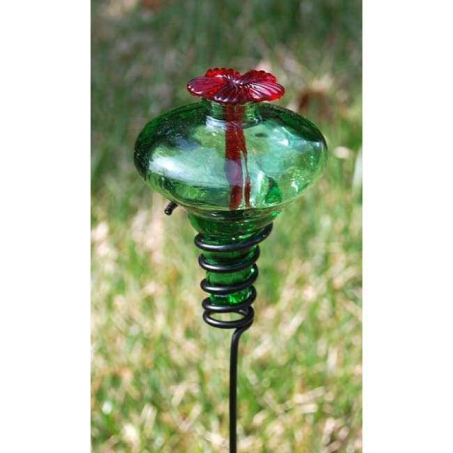 * Parasol Mini-Blossom Green Hummingbird Feeder W/ Stake Hummingbird Feeders | Bird Feeders