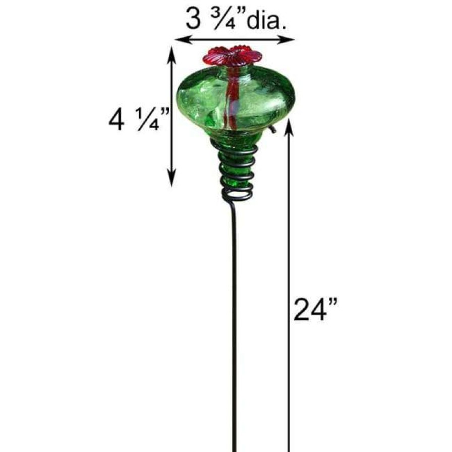 * Parasol Mini-Blossom Green Hummingbird Feeder W/ Stake Hummingbird Feeders | Bird Feeders