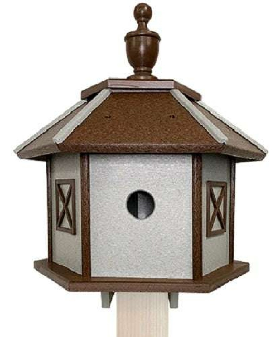 * Green Meadow Houses & Feeders Polywood Recycled Plastic Gazebo Bird House, Brown And Gray Post / Pole Mounted Houses | Bird Houses