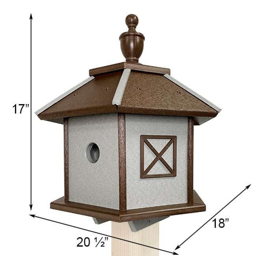 * Green Meadow Houses & Feeders Polywood Recycled Plastic Gazebo Bird House, Brown And Gray Post / Pole Mounted Houses | Bird Houses