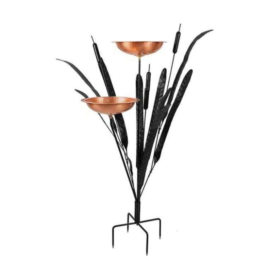 * Achla Standing Bird Baths Copper Double Cattail Bird Bath | Bird Baths