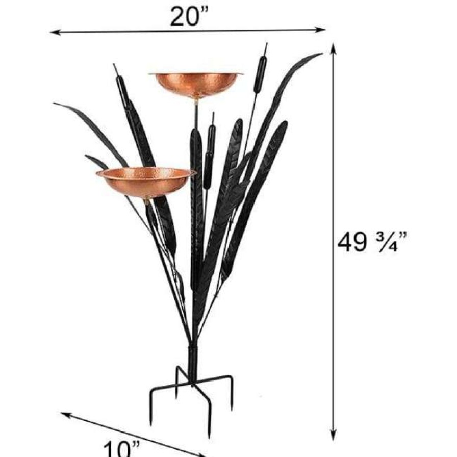 * Achla Standing Bird Baths Copper Double Cattail Bird Bath | Bird Baths