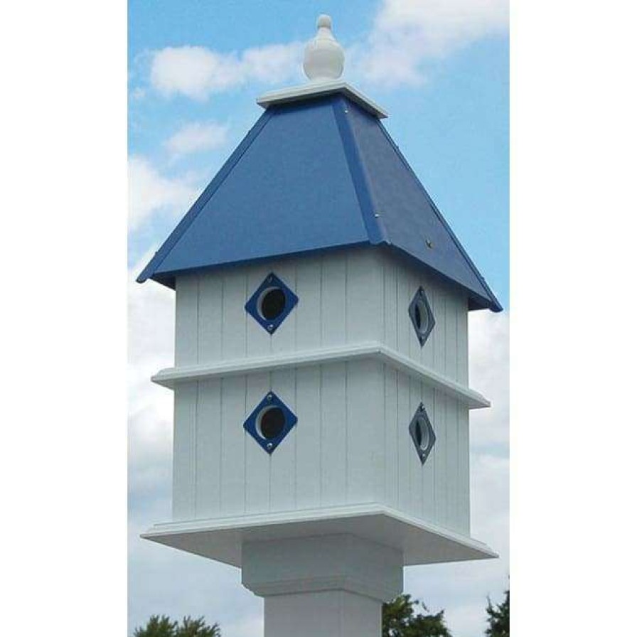 * A Wing And A Prayer Decorative Houses Plantation Bird House With Cobalt Blue Roof | Bird Houses