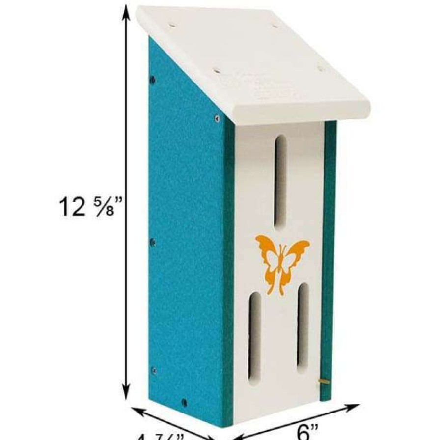 * Green Meadow Houses & Feeders Butterflies Polywood White And Teal Recycled Plastic Butterfly House | Butterflies