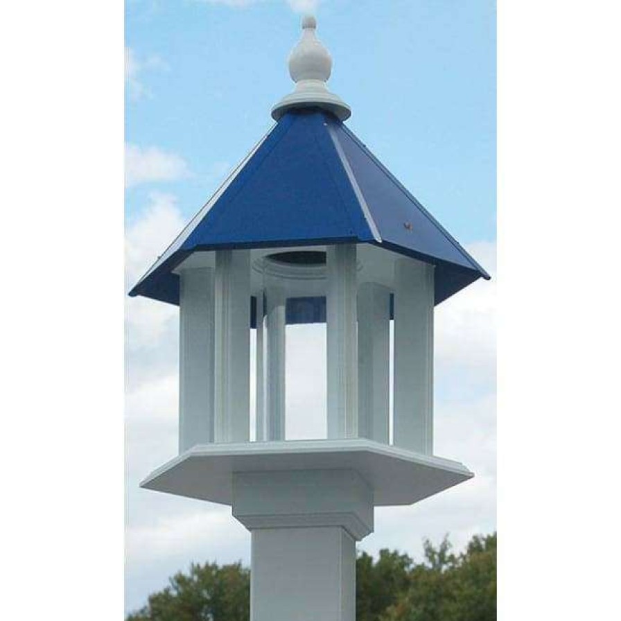 * A Wing And A Prayer Decorative Feeders Azalea Bird Feeder With Cobalt Blue Roof | Bird Feeders