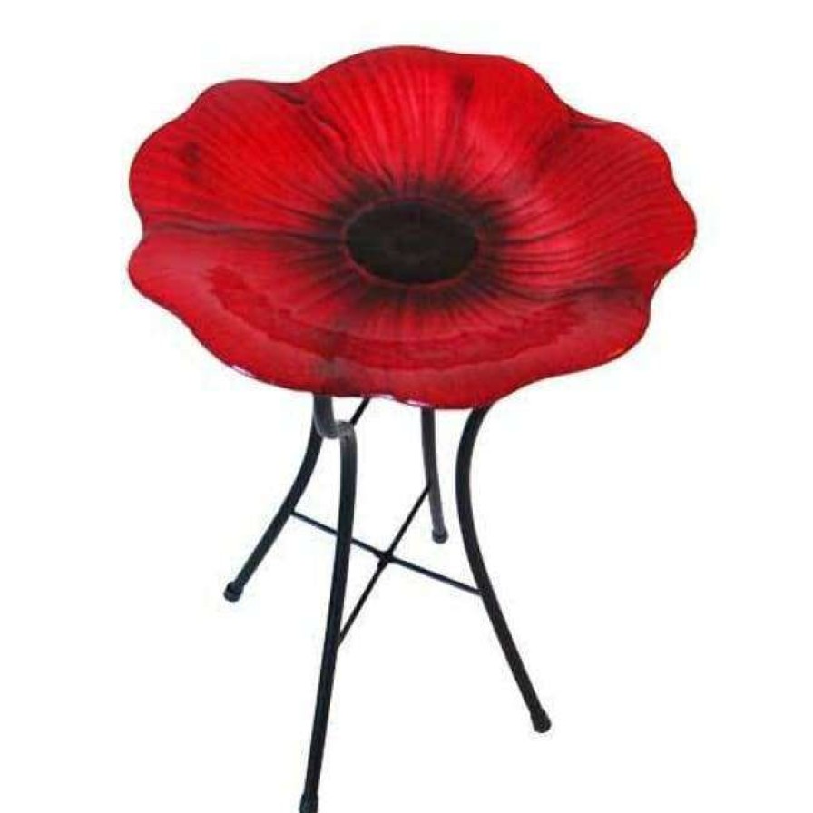 * Panacea Products Decorative Glass Poppy Bird Bath And Stand | Bird Baths