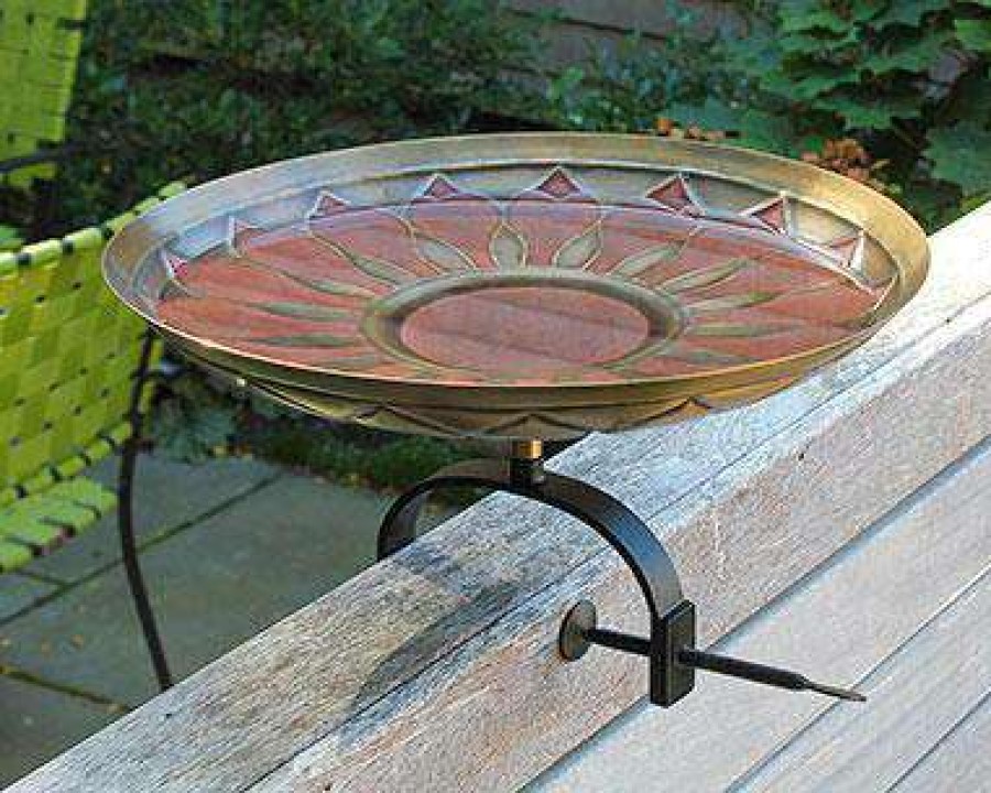 * Achla Red African Daisy Bird Bath With Over Rail Bracket | Bird Baths