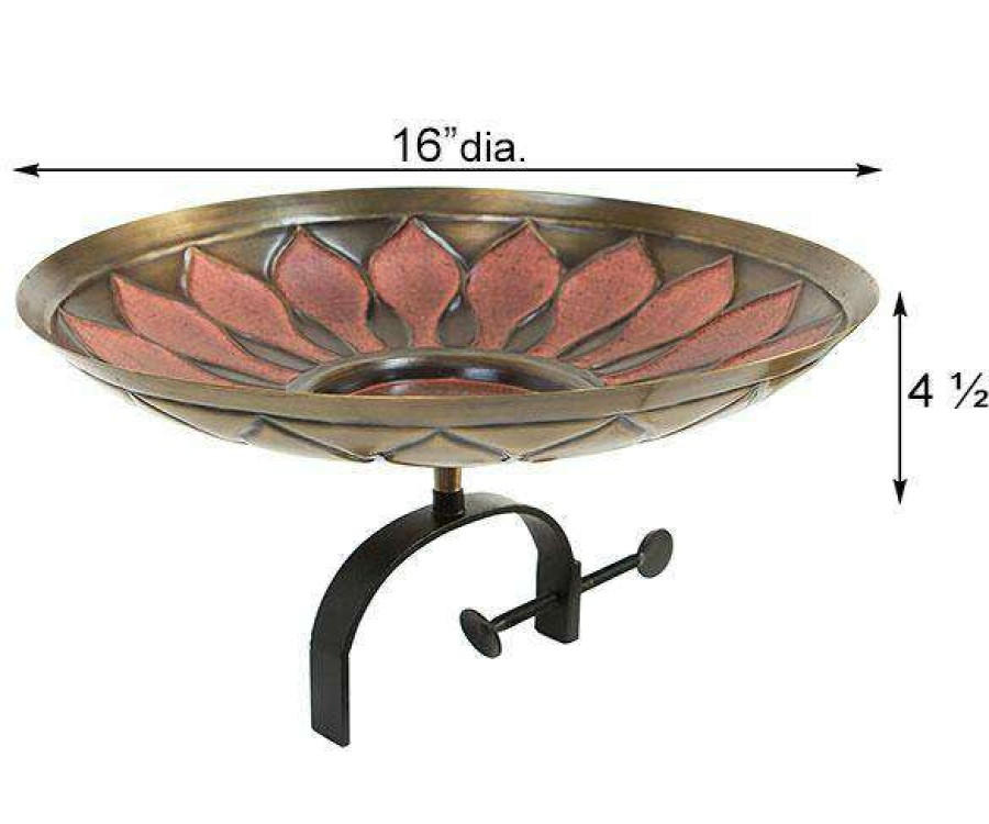 * Achla Red African Daisy Bird Bath With Over Rail Bracket | Bird Baths