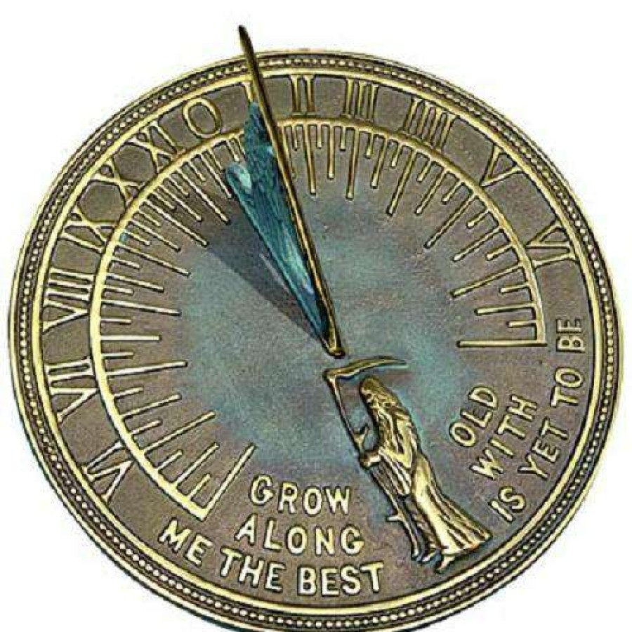 * Rome Industries Father Time Brass Verdigris 11.125 Sundial | Lawn & Garden