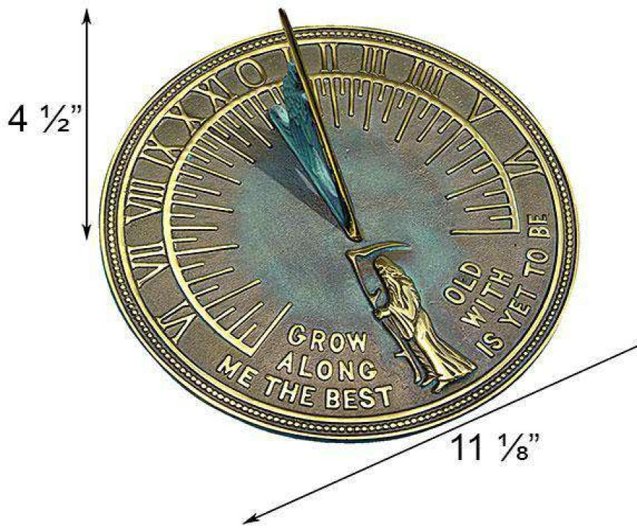 * Rome Industries Father Time Brass Verdigris 11.125 Sundial | Lawn & Garden