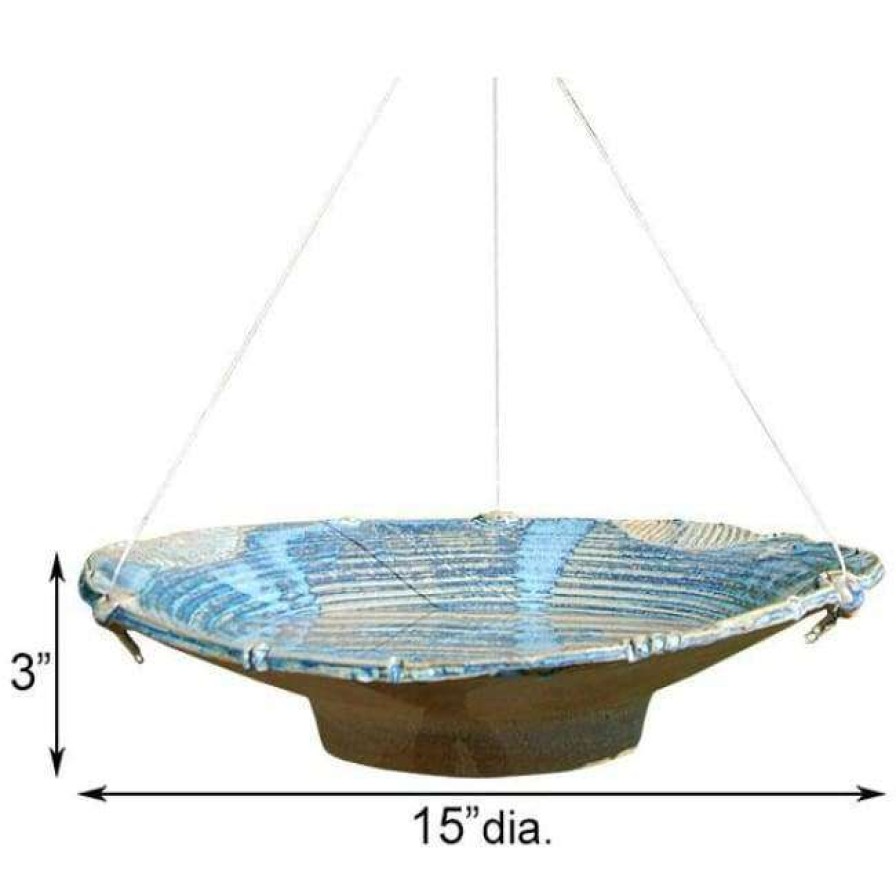 * Anthony Stoneware Ceramic French Blue Large Bird Bath Hanging Bird Baths | Bird Baths