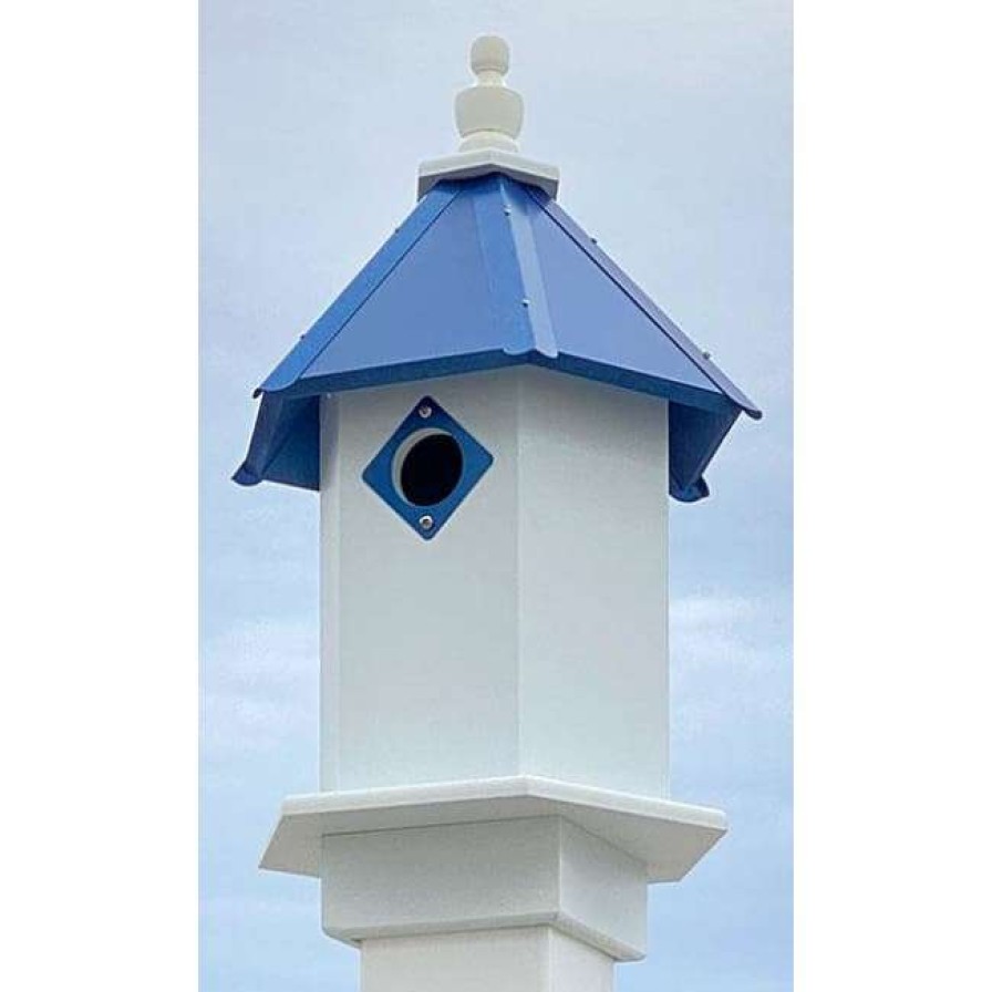 * A Wing And A Prayer Decorative Houses Bluebird Hexagonal Bird House With Cobalt Blue Roof | Bird Houses