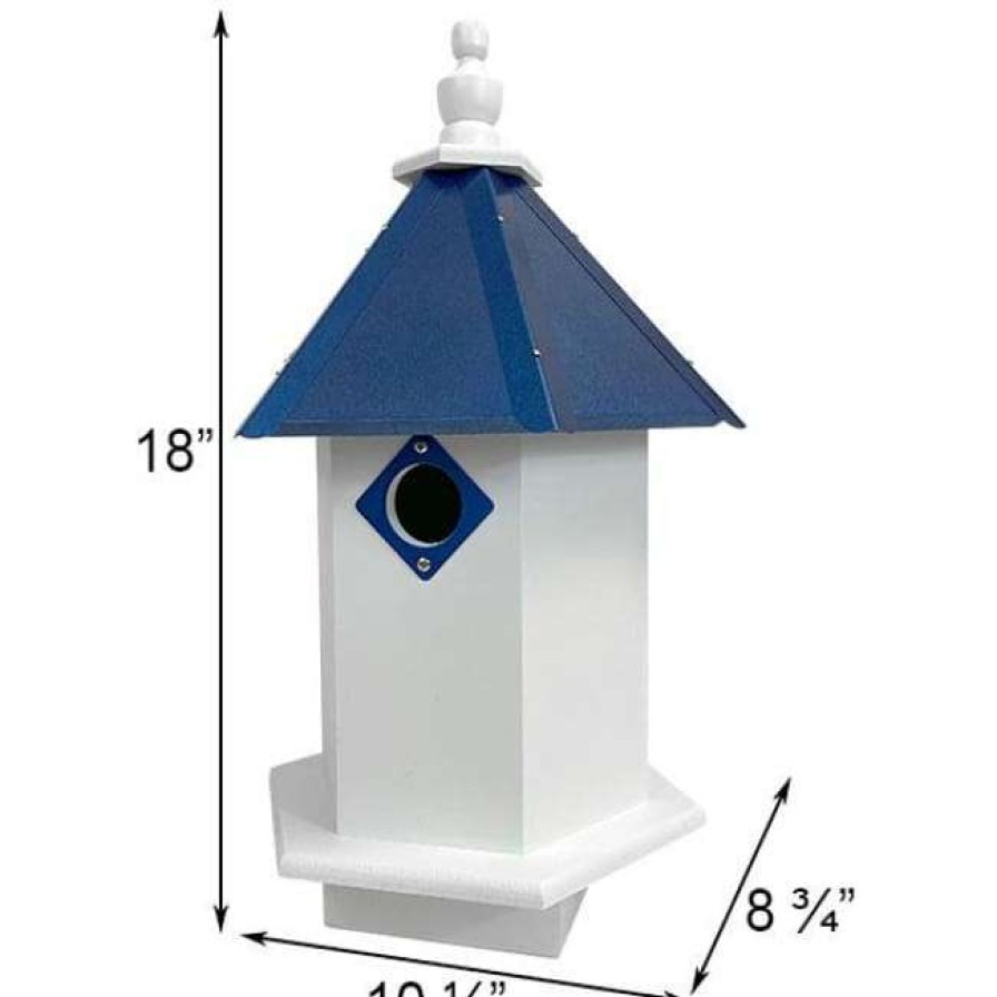 * A Wing And A Prayer Decorative Houses Bluebird Hexagonal Bird House With Cobalt Blue Roof | Bird Houses