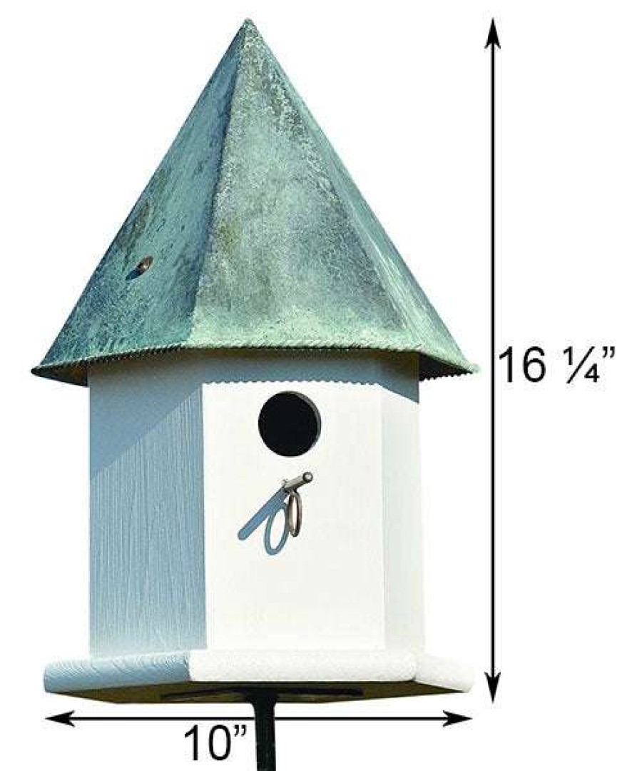 * Post / Pole Mounted Houses Heartwood Copper Songbird Deluxe Bird House With Verdigris Roof | Bird Houses