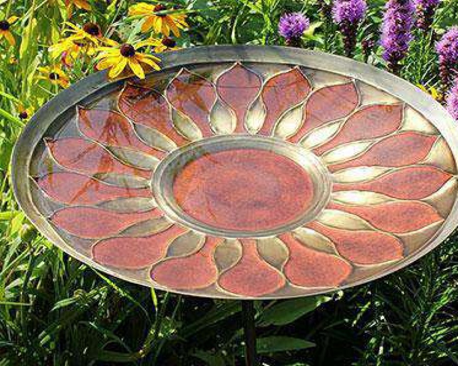 * Achla Standing Bird Baths Red African Daisy Bird Bath With Stake | Bird Baths