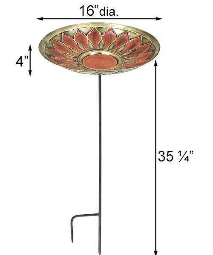 * Achla Standing Bird Baths Red African Daisy Bird Bath With Stake | Bird Baths