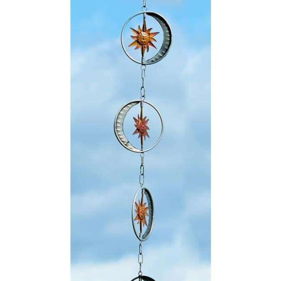 * Ancient Graffiti Lawn & Garden Sun And Moon Rain Chain, Copper & Silver | Lawn & Garden