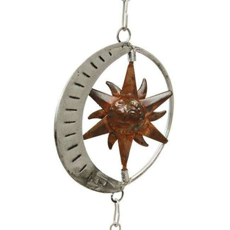 * Ancient Graffiti Lawn & Garden Sun And Moon Rain Chain, Copper & Silver | Lawn & Garden