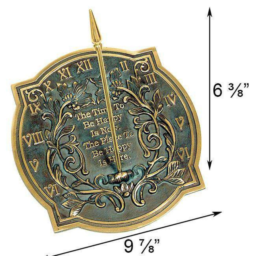 * Rome Industries Happiness Brass Verdigris 9.875 Sundial Lawn & Garden | Lawn & Garden