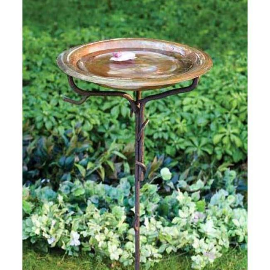 * Ancient Graffiti Solid Copper Bird Bath With Stake Standing Bird Baths | Bird Baths