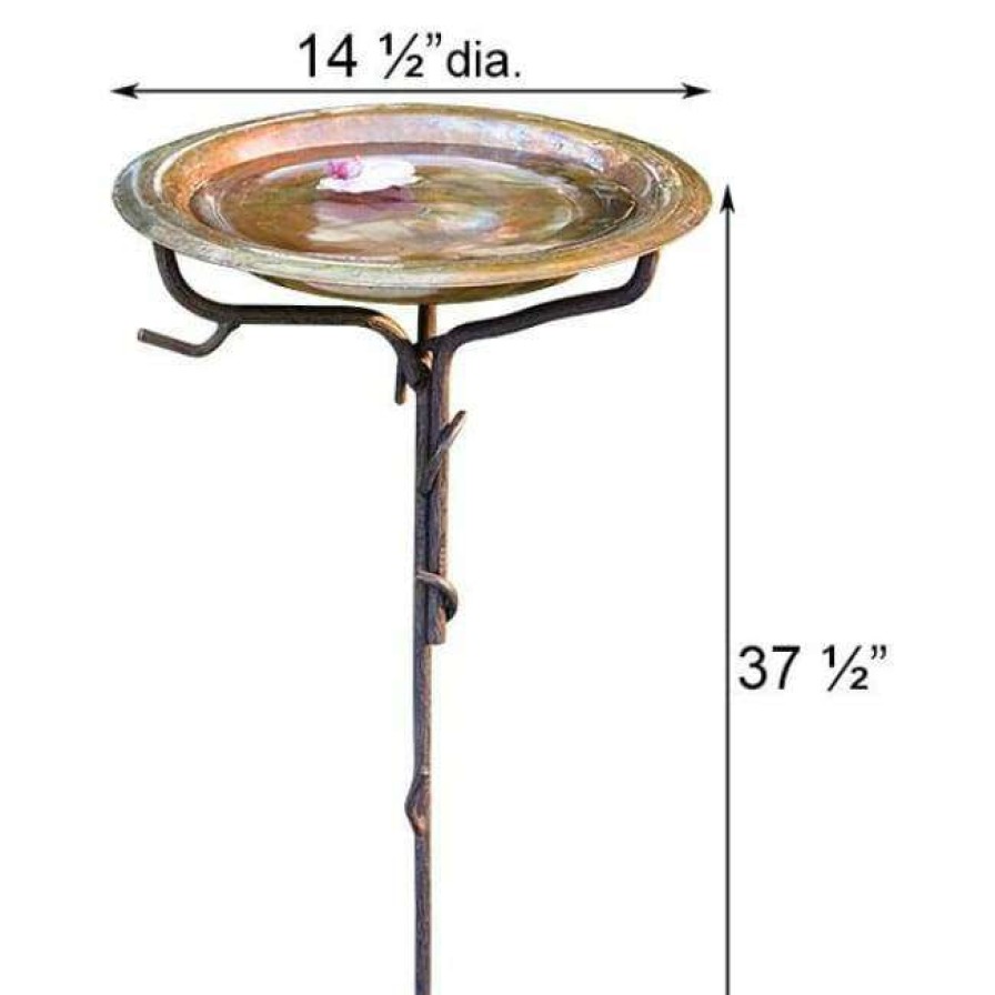 * Ancient Graffiti Solid Copper Bird Bath With Stake Standing Bird Baths | Bird Baths