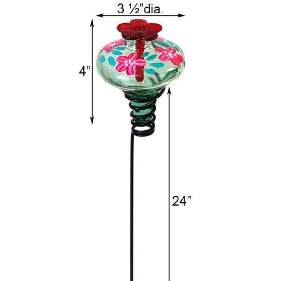 * Parasol Hummingbird Feeders Mini-Blossom Botanica Staked Green Hummingbird Feeder | Bird Feeders