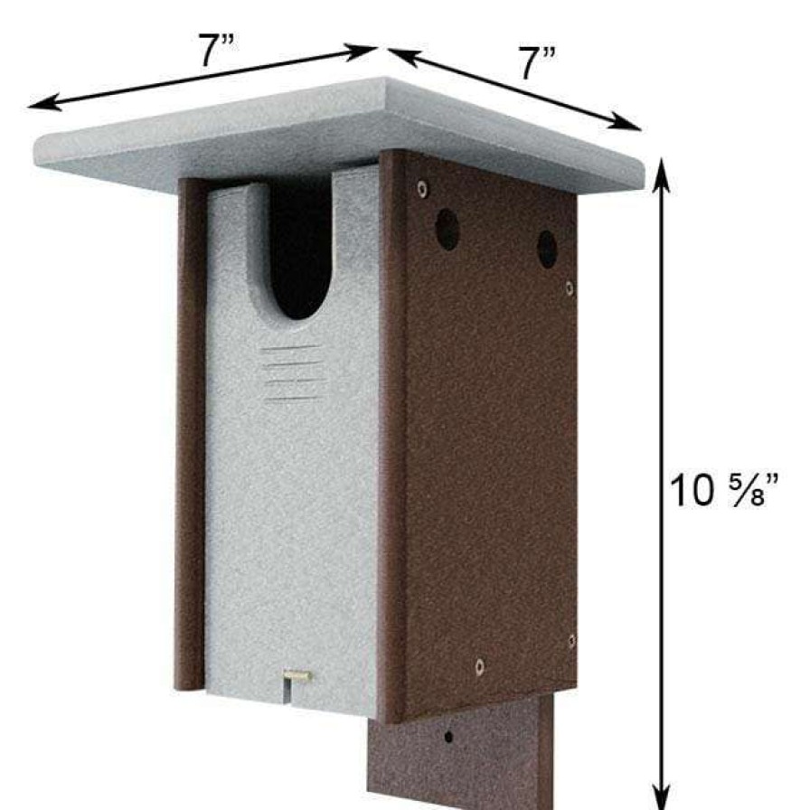 * Green Meadow Houses & Feeders Polywood Gray And Brown Recycled Plastic Sparrow Resistant Bluebird House | Bird Houses