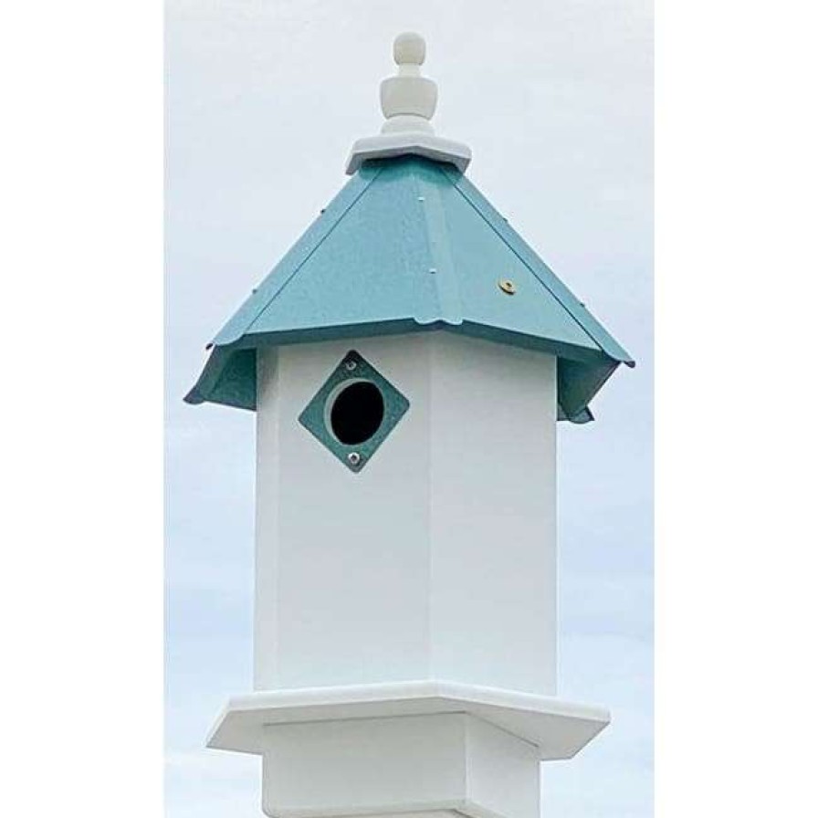 * A Wing And A Prayer Bluebird Hexagonal Bird House With Verdigris Roof | Bird Houses