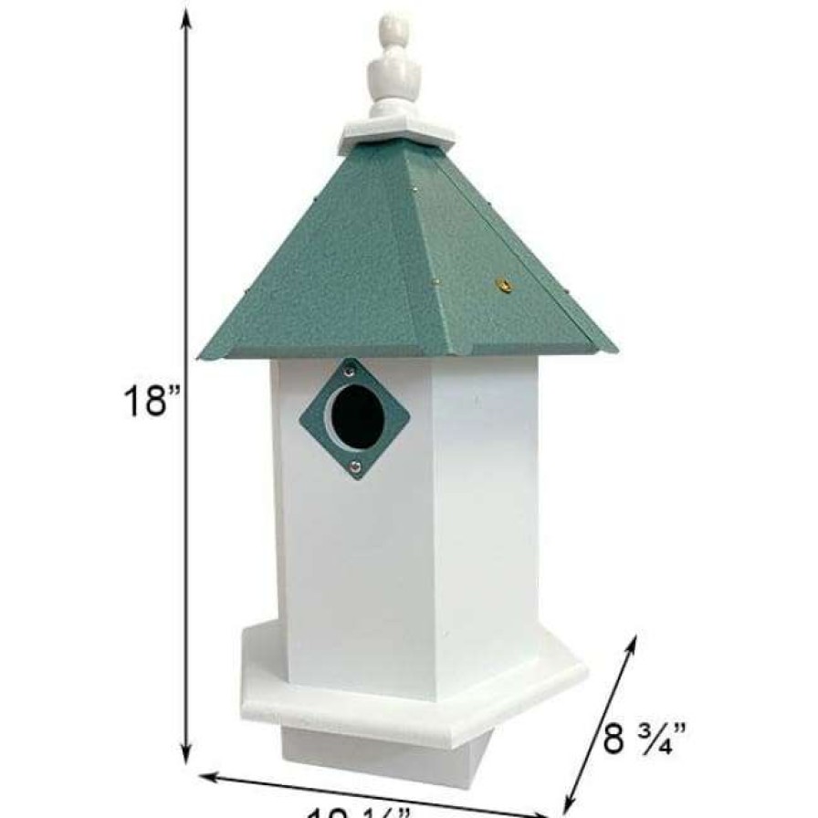 * A Wing And A Prayer Bluebird Hexagonal Bird House With Verdigris Roof | Bird Houses