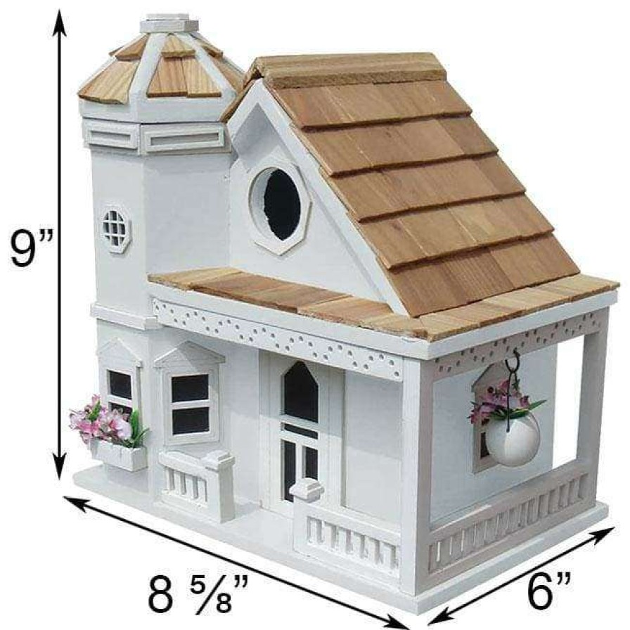 * Home Bazaar Flower Pot Cottage White Bird House | Bird Houses