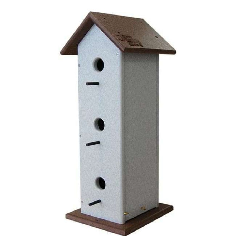 * Green Meadow Houses & Feeders Post / Pole Mounted Houses Polywood Recycled Plastic Vertical Triple Wren House | Bird Houses