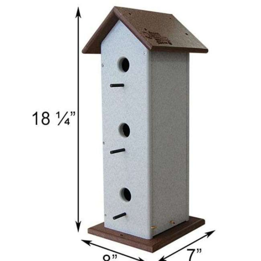 * Green Meadow Houses & Feeders Post / Pole Mounted Houses Polywood Recycled Plastic Vertical Triple Wren House | Bird Houses