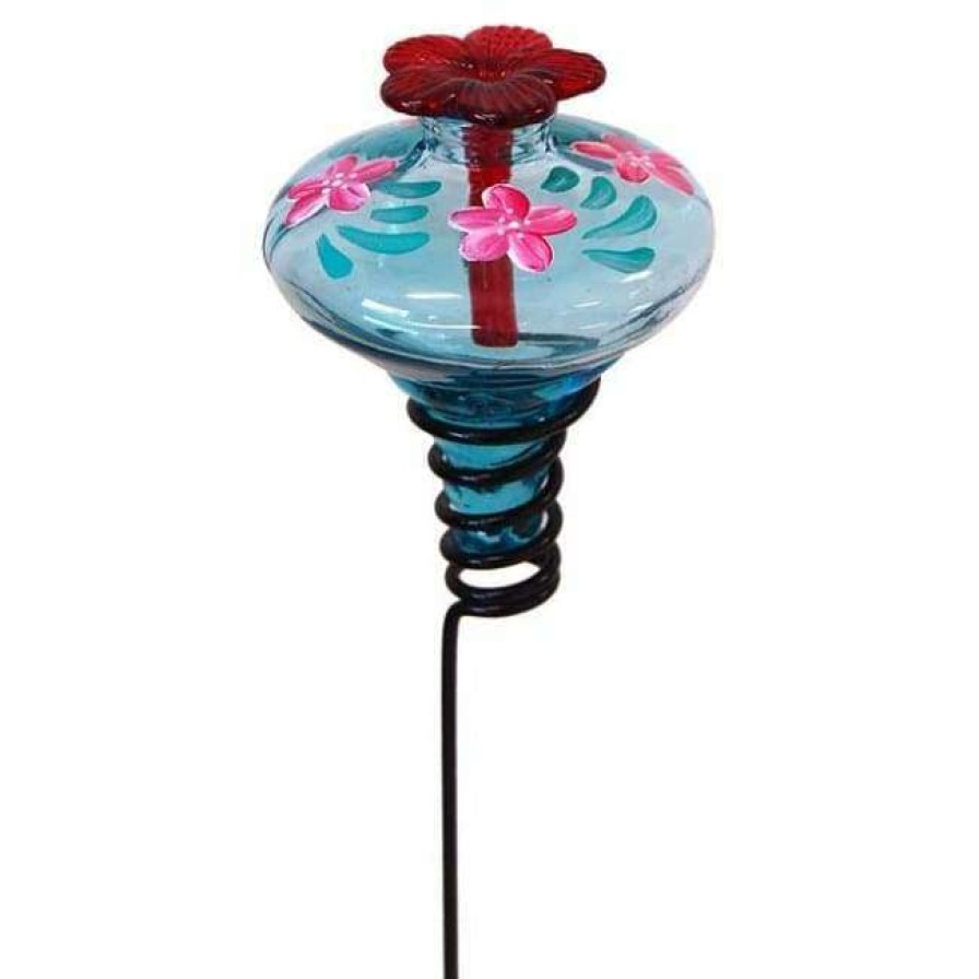 * Parasol Hummingbird Feeders Mini-Blossom Botanica Staked Aqua Hummingbird Feeder | Bird Feeders