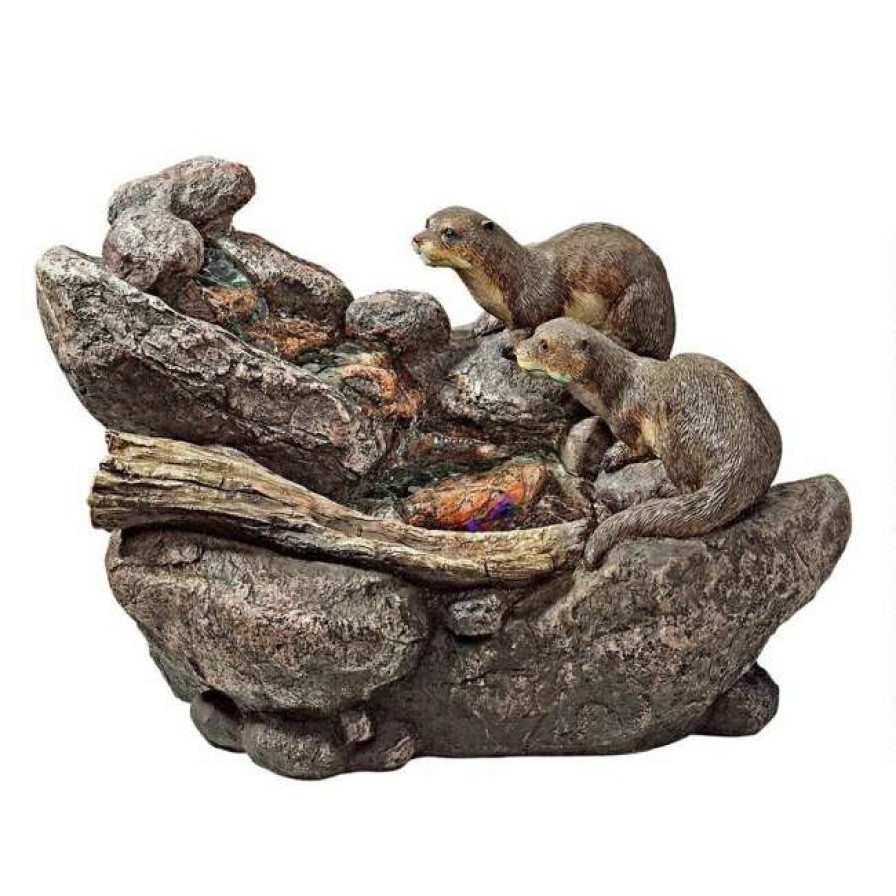 * Design Toscano Curious Sea Otters Tabletop Fountain | Lawn & Garden