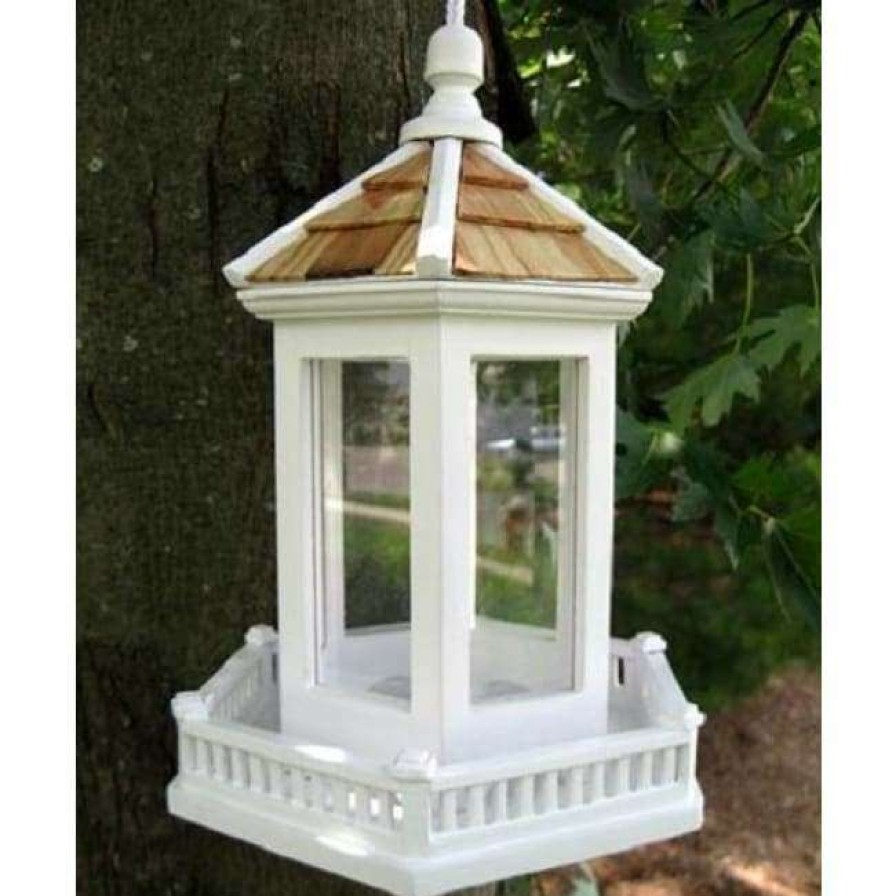 * Home Bazaar White Gazebo Bird Feeder Decorative Feeders | Bird Feeders