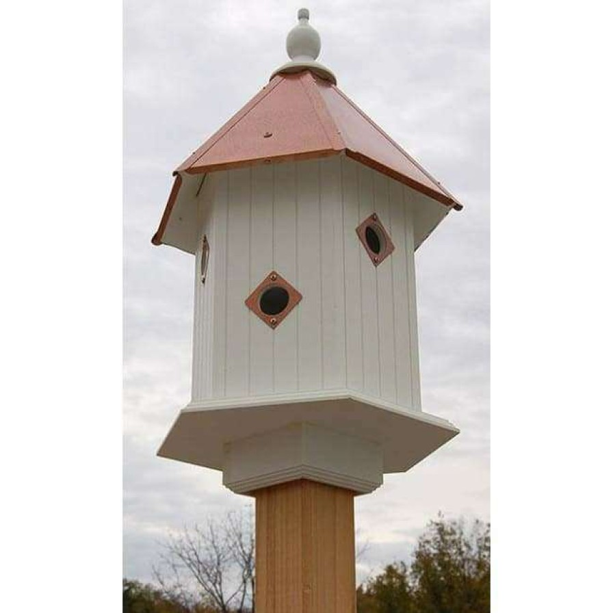 * A Wing And A Prayer Decorative Houses Magnolia Bird House With Hammered Copper Colored Metal Roof | Bird Houses