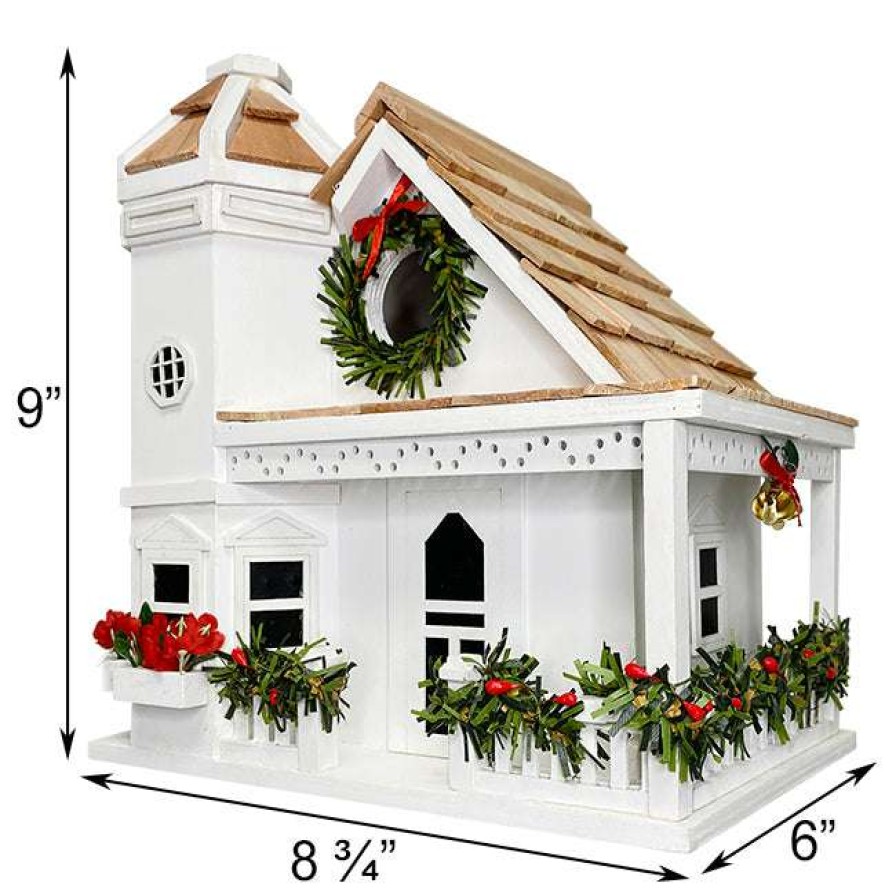 * Home Bazaar Yuletide Cottage White Bird House | Bird Houses