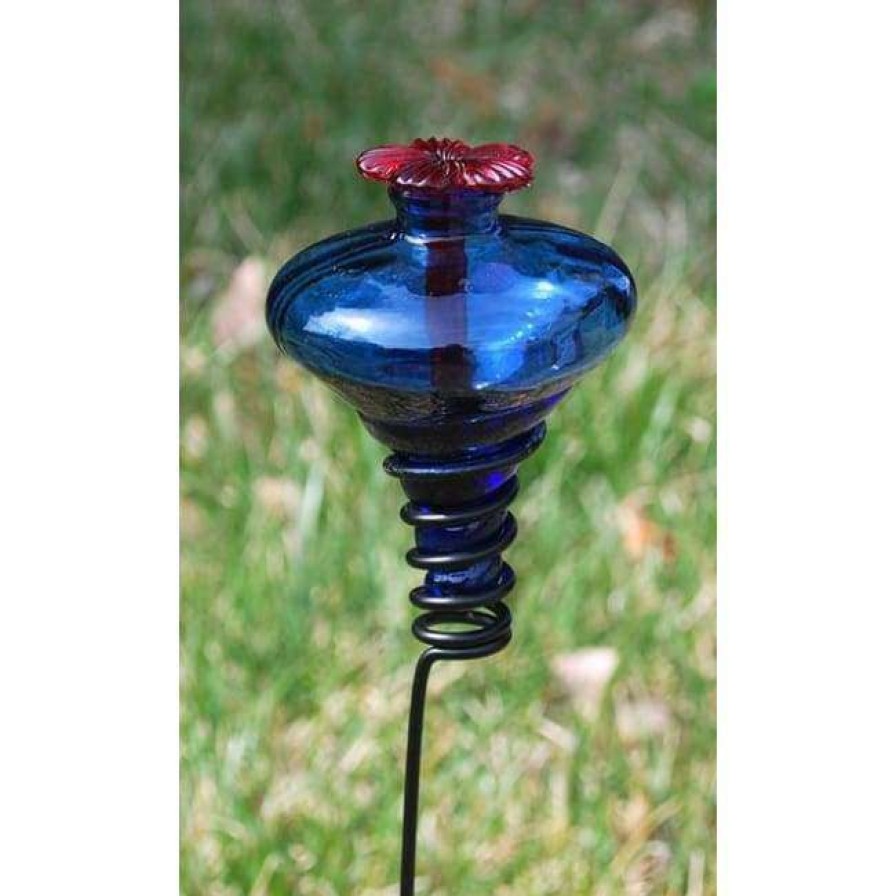 * Parasol Hummingbird Feeders Mini-Blossom Blue Hummingbird Feeder With Stake | Bird Feeders