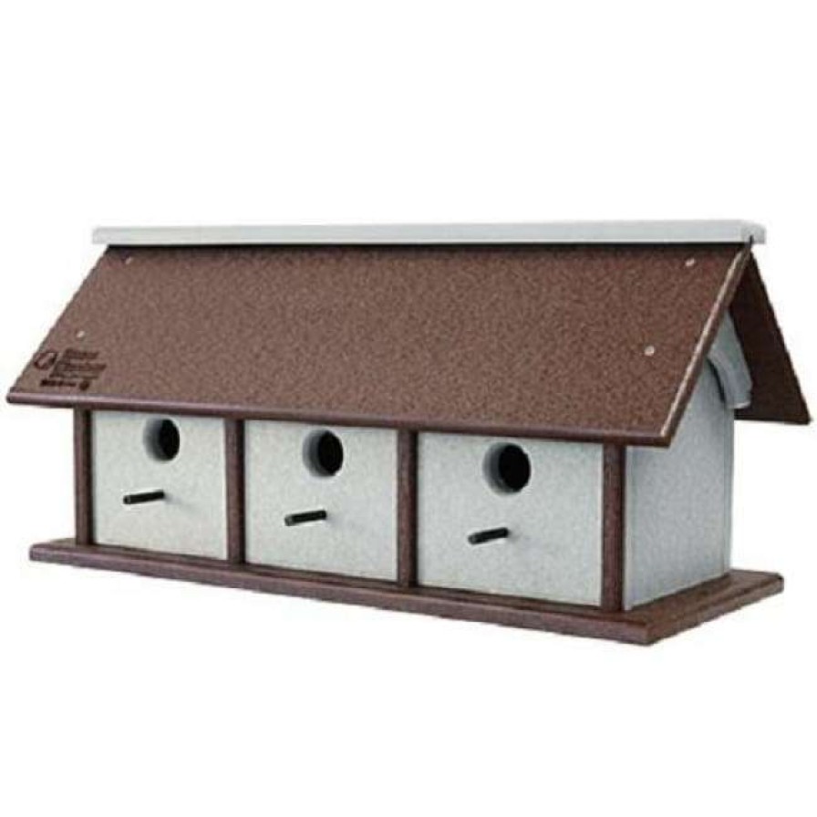 * Green Meadow Houses & Feeders Polywood Recycled Plastic Horizontal Triple Wren House | Bird Houses