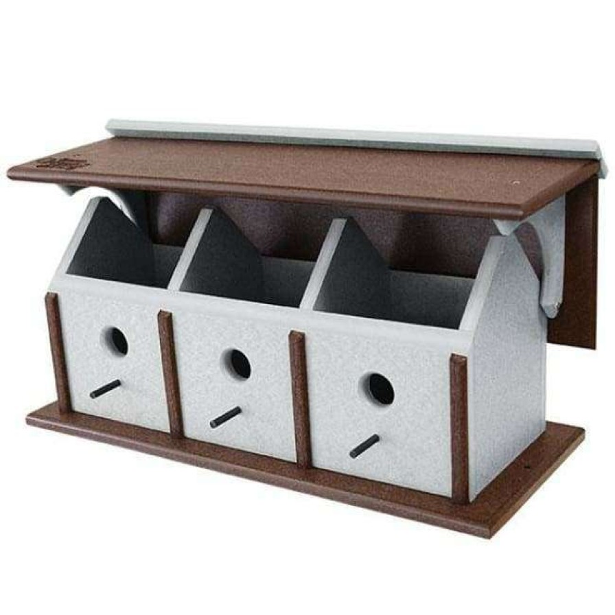 * Green Meadow Houses & Feeders Polywood Recycled Plastic Horizontal Triple Wren House | Bird Houses