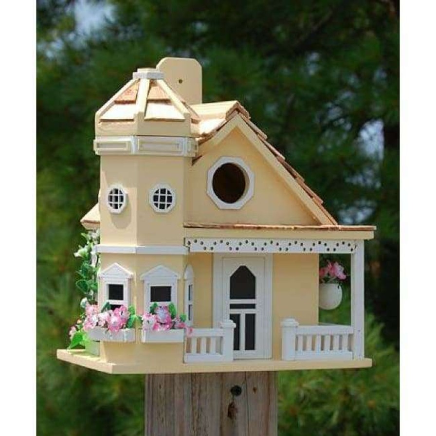 * Home Bazaar Flower Pot Cottage Yellow Bird House | Bird Houses