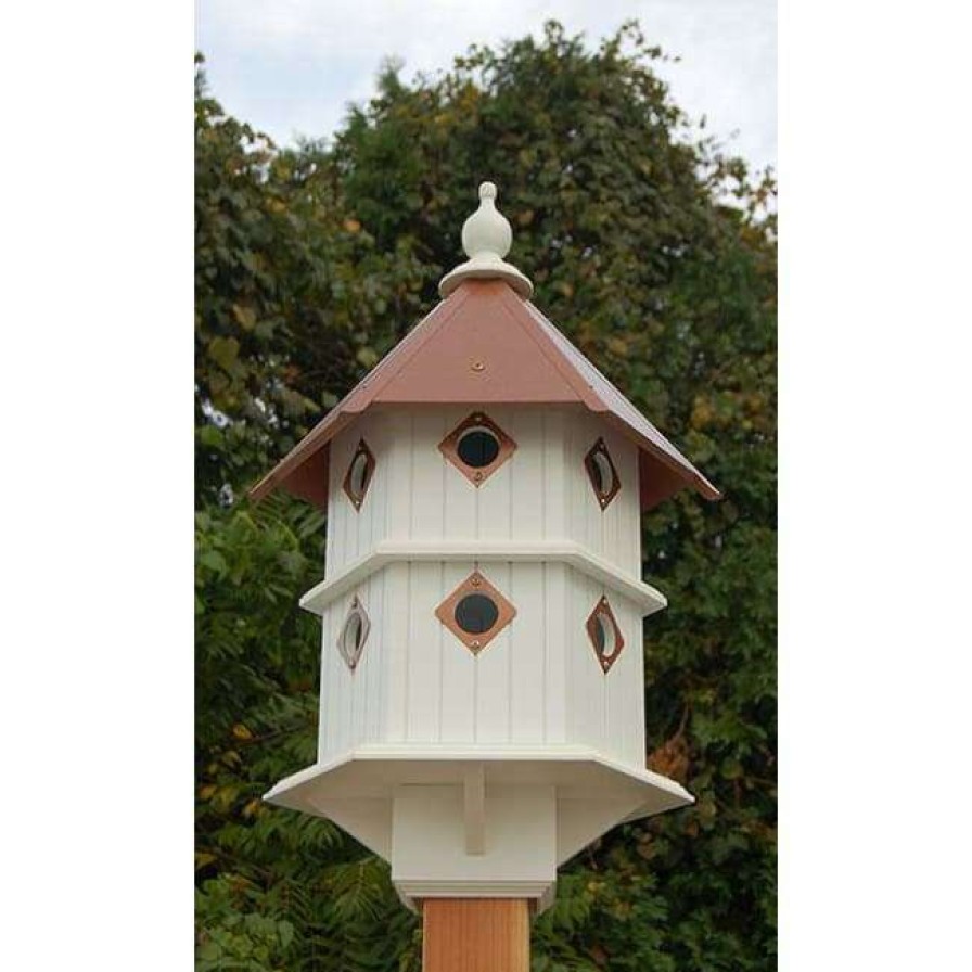 * A Wing And A Prayer Chateau Bird House With Hammered Copper Colored Metal Roof Decorative Houses | Bird Houses