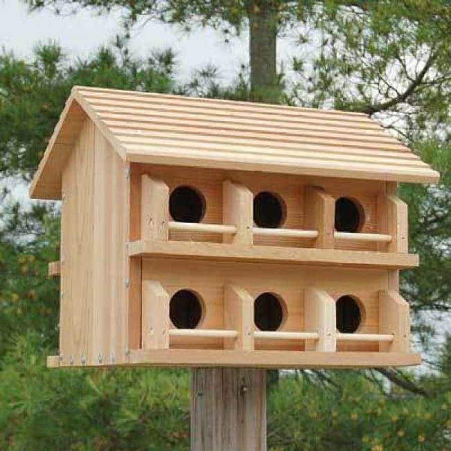 * Heath Mfg Post / Pole Mounted Houses Cedar Purple Martin House W/ Round Entrance Holes | Bird Houses