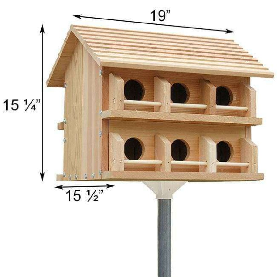 * Heath Mfg Post / Pole Mounted Houses Cedar Purple Martin House W/ Round Entrance Holes | Bird Houses