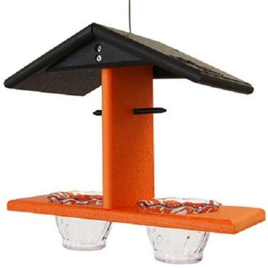 * Green Meadow Houses & Feeders Black And Orange Recycled Plastic Double Oriole Feeder Hanging Feeders | Bird Feeders