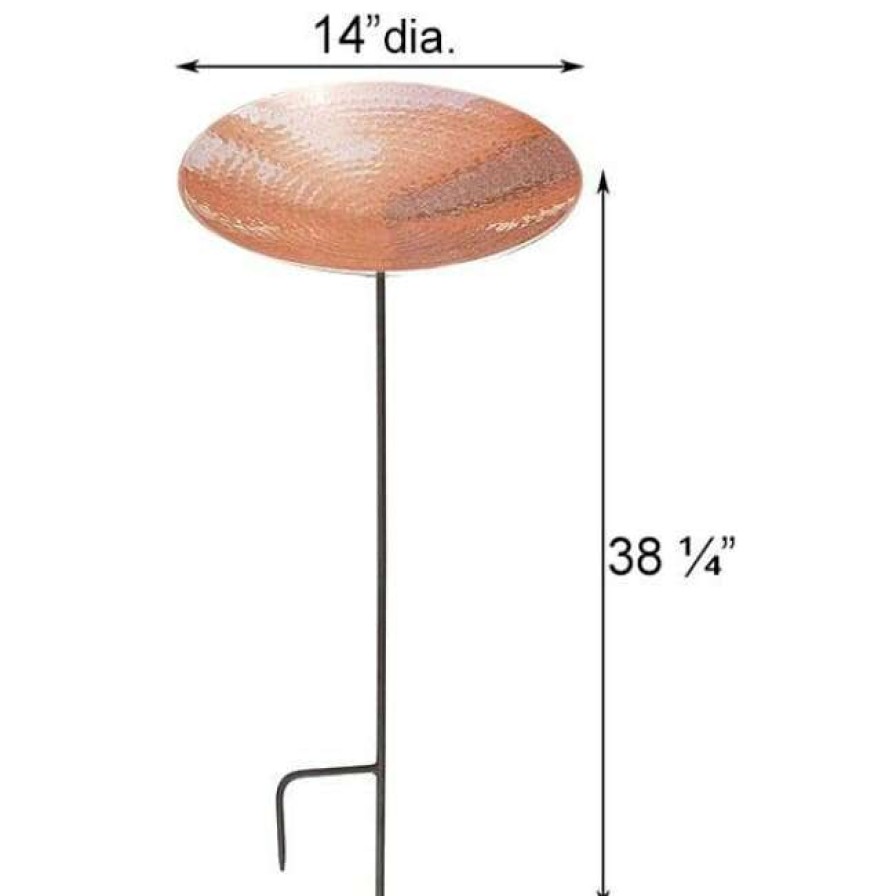 * Achla Standing Bird Baths Polished Copper Metal Bird Bath And Stake | Bird Baths