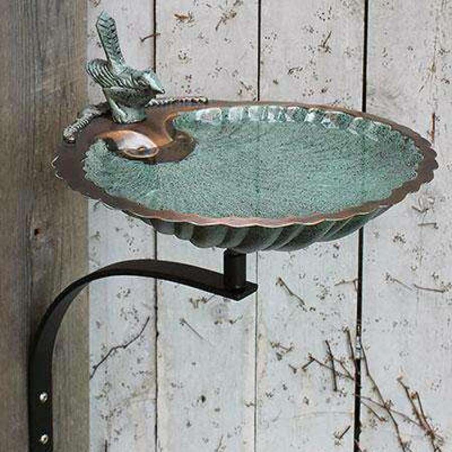 * Achla Scalloped Shell Bird Bath With Wall Bracket | Bird Baths