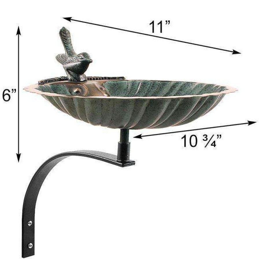 * Achla Scalloped Shell Bird Bath With Wall Bracket | Bird Baths