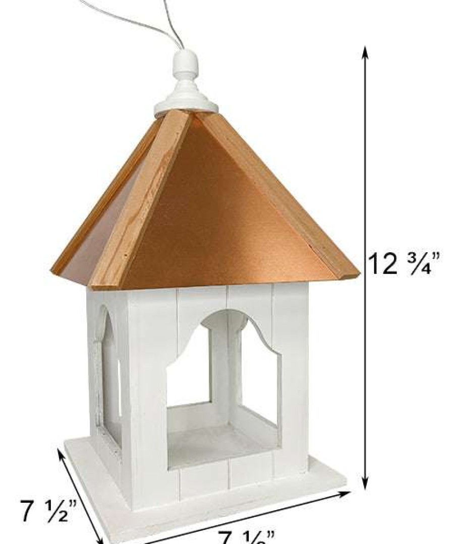 * Home Bazaar Post / Pole Mounted Feeders Madison Hanging Platform Bird Feeder With Copper Roof | Bird Feeders